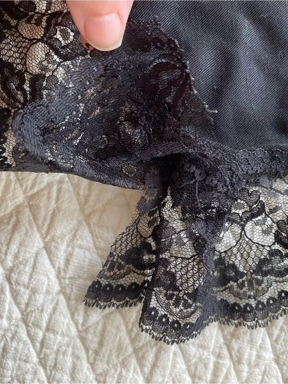 Black Floral Square Scarf Red Roses Lace Trim 35-inch square Whimsigoth Romantic